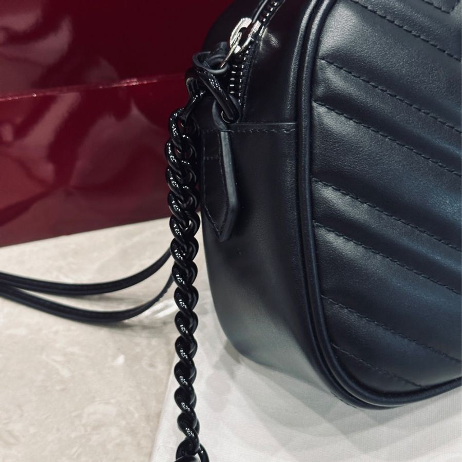 Gucci Marmont SoBlack 24cm黑扣馬蒙相機包🖤99新全配🉑送禮-20