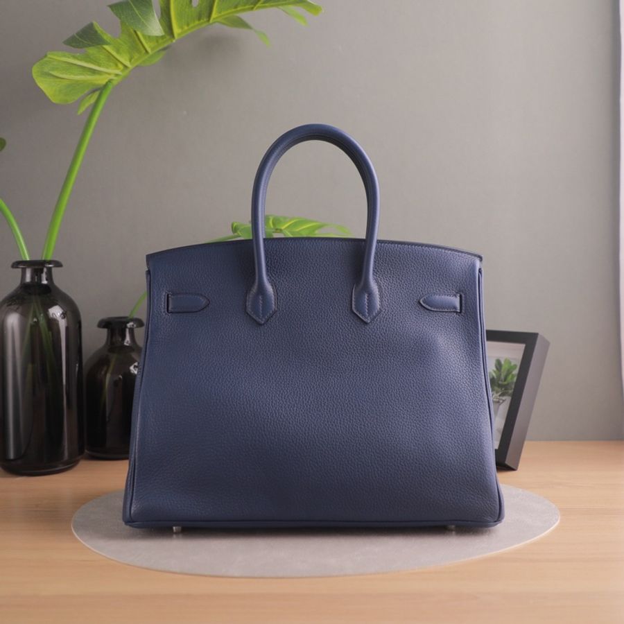 HERMES愛馬仕 Birkin35 BK35深邃藍銀扣-4