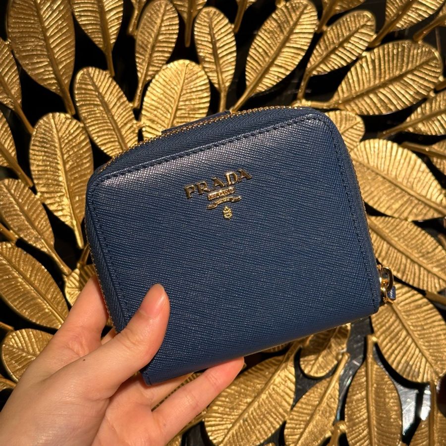 99新🌟prada #藍色 #荔枝牛皮 #短夾 #錢包-0