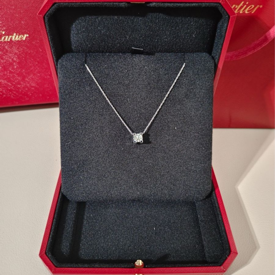 Cartier卡地亚 C DE CARTIER 白金单钻牛头石项链-1