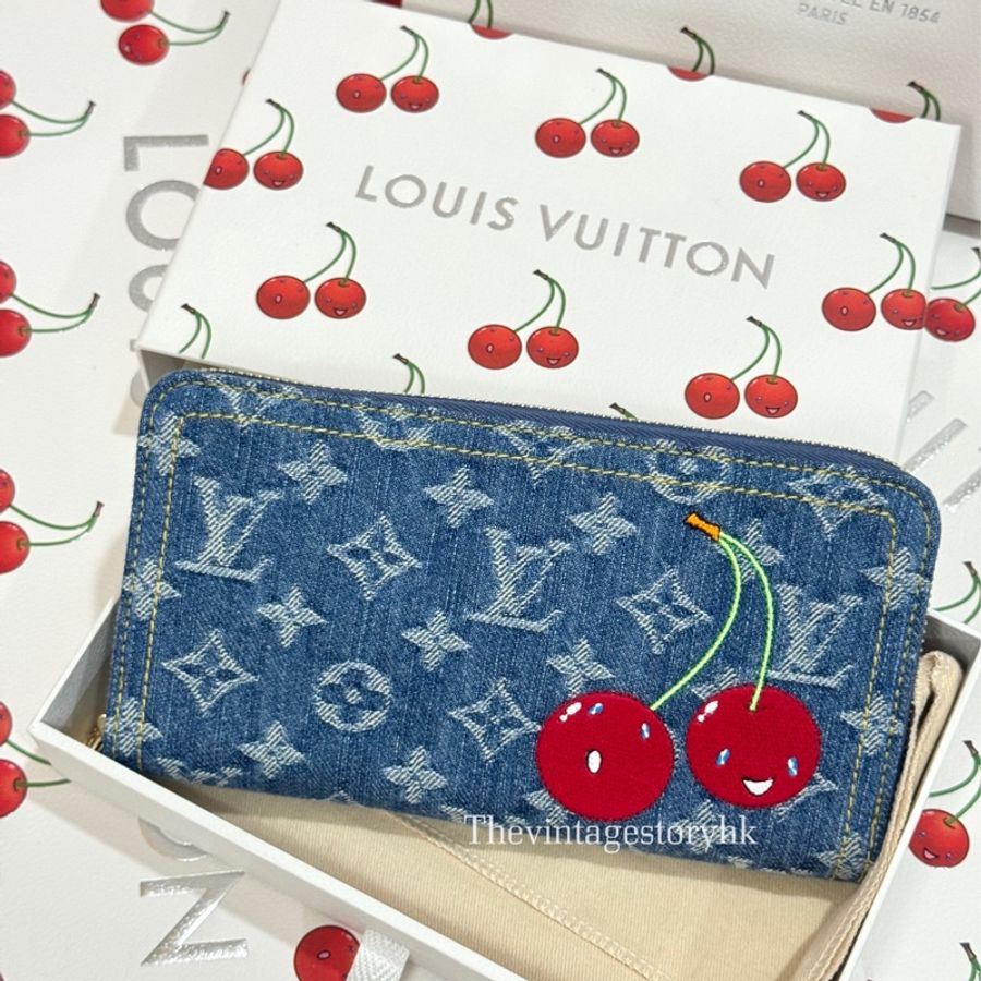 LV x TM Denim Cherry Zippy Wallet 🍒💙 全新-0