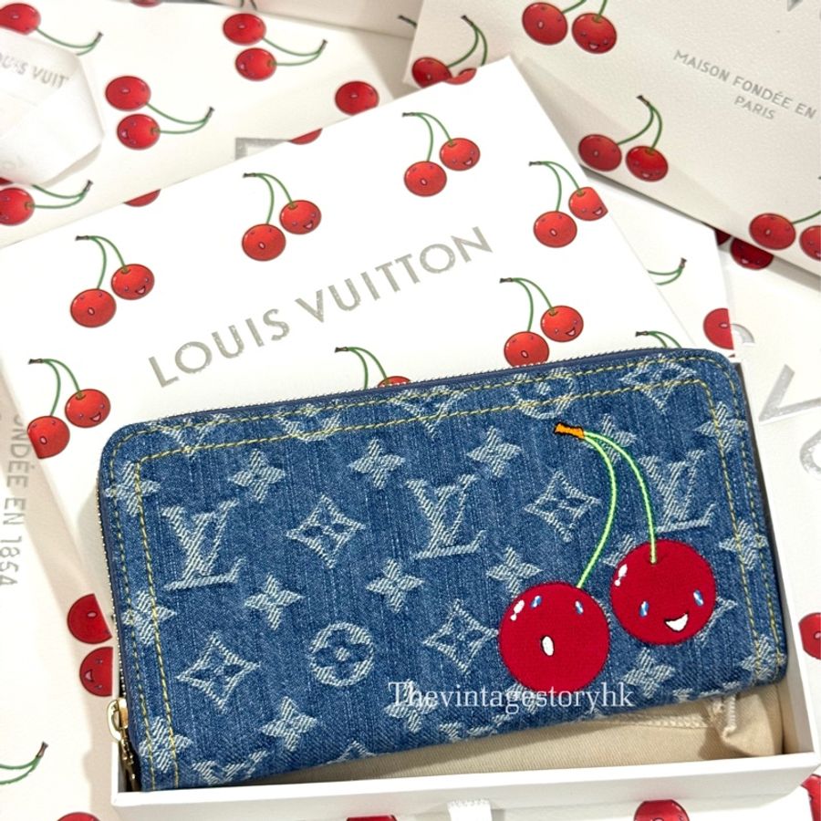 LV x TM Denim Cherry Zippy Wallet 🍒💙 全新-1