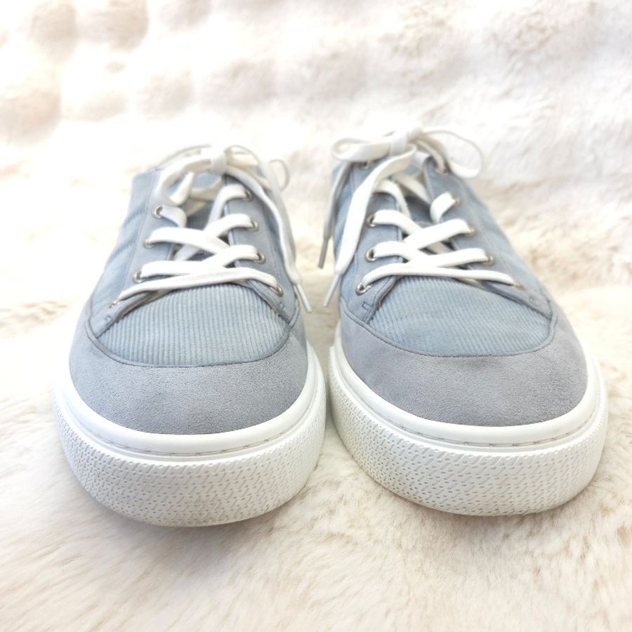 Hermès 麂皮帆布休閒鞋 淺藍 44-4