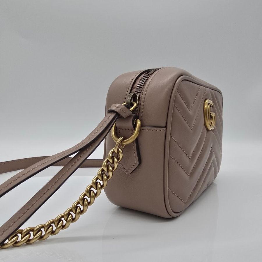 【全新♥️配件齊全】GUCCI Marmont 藕粉色 迷你相機包 斜背包-4