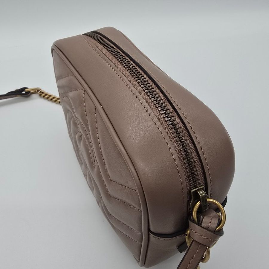 【全新♥️配件齊全】GUCCI Marmont 藕粉色 迷你相機包 斜背包-5