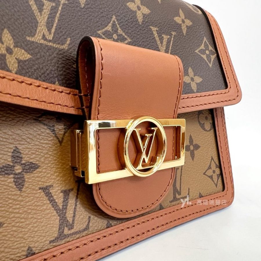 ❣LV 雙色原花金釦Mini Dauphine肩斜背包-8