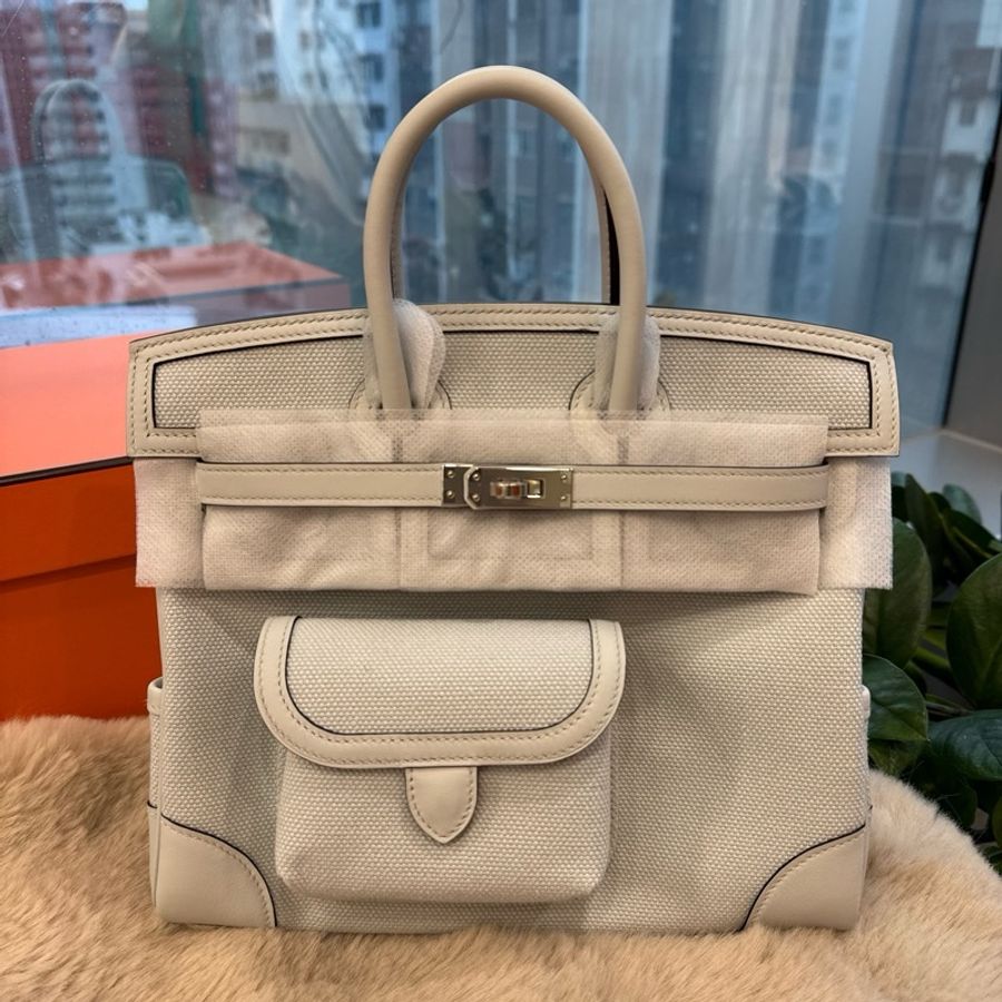 HERMES cargo25 n4鉑金灰銀扣 stamp K-0