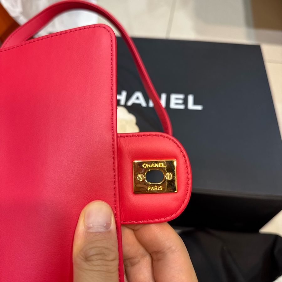 Chanel 香奈兒 桃紅色 肩背後背包-10