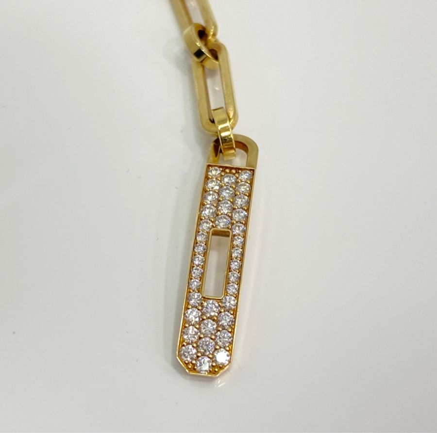 Hermes Kelly chain滿鑽18K玫瑰金鑽石手鏈 SH號 附件:原 裝盒子 有證書-6