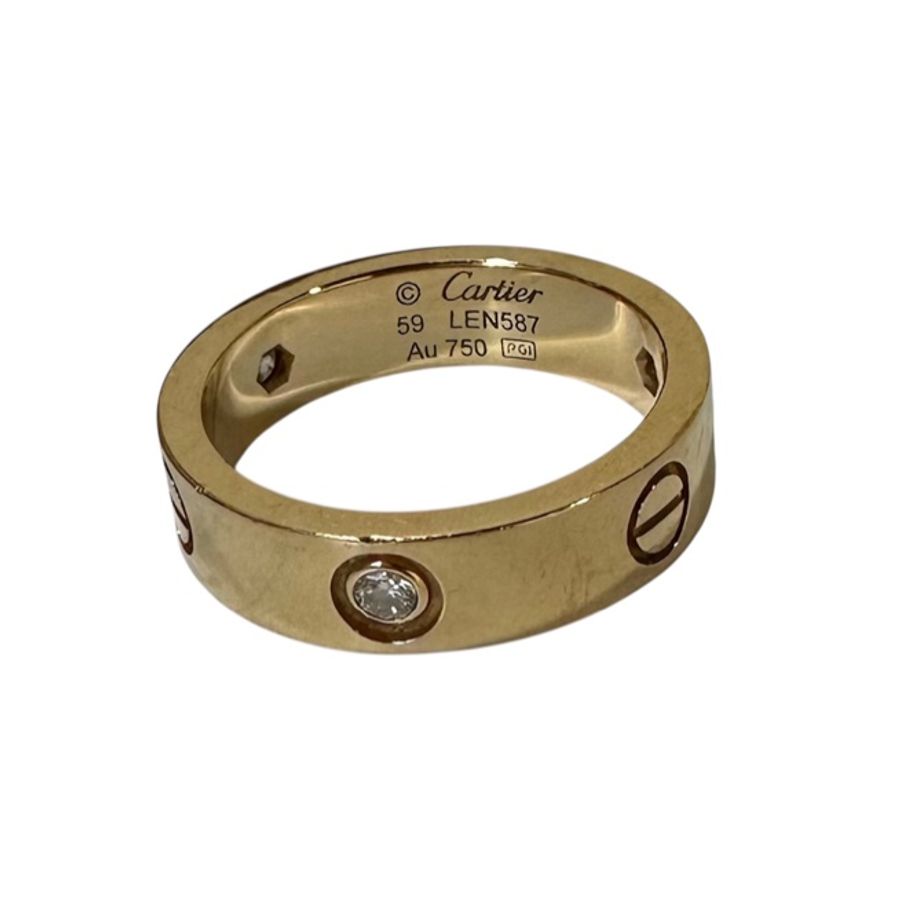 Cartier love ring 黃金帶鑽戒指-10