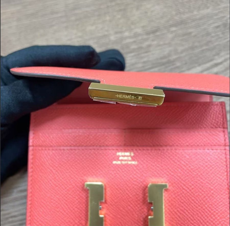 Hermes🌈Constance Wallet❤️齋普爾粉金扣❤️99新🌟Epsom皮🌟閑置🌟短銀包🌟-1