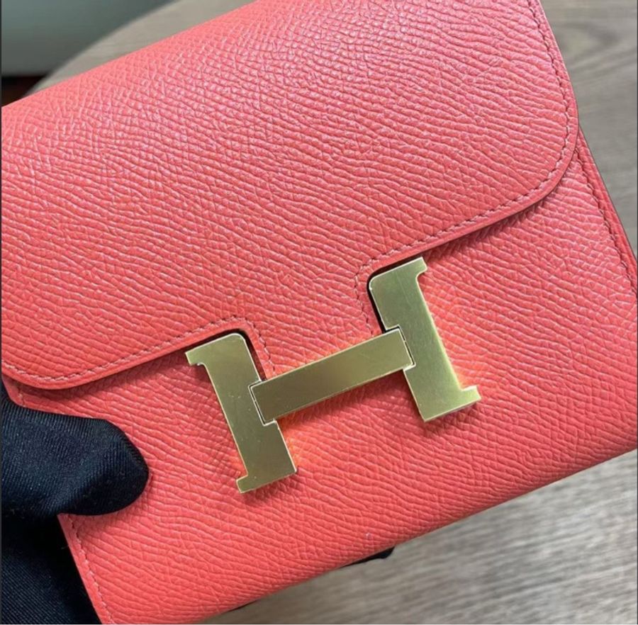 Hermes🌈Constance Wallet❤️齋普爾粉金扣❤️99新🌟Epsom皮🌟閑置🌟短銀包🌟-2