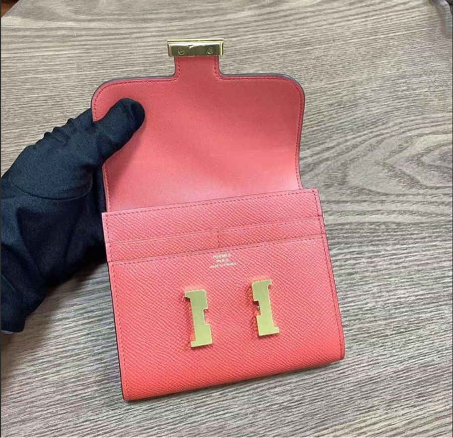 Hermes🌈Constance Wallet❤️齋普爾粉金扣❤️99新🌟Epsom皮🌟閑置🌟短銀包🌟-3