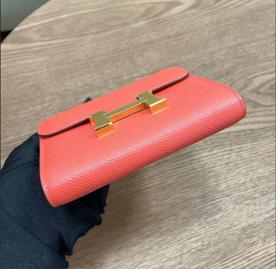 Hermes🌈Constance Wallet❤️齋普爾粉金扣❤️99新🌟Epsom皮🌟閑置🌟短銀包🌟-6