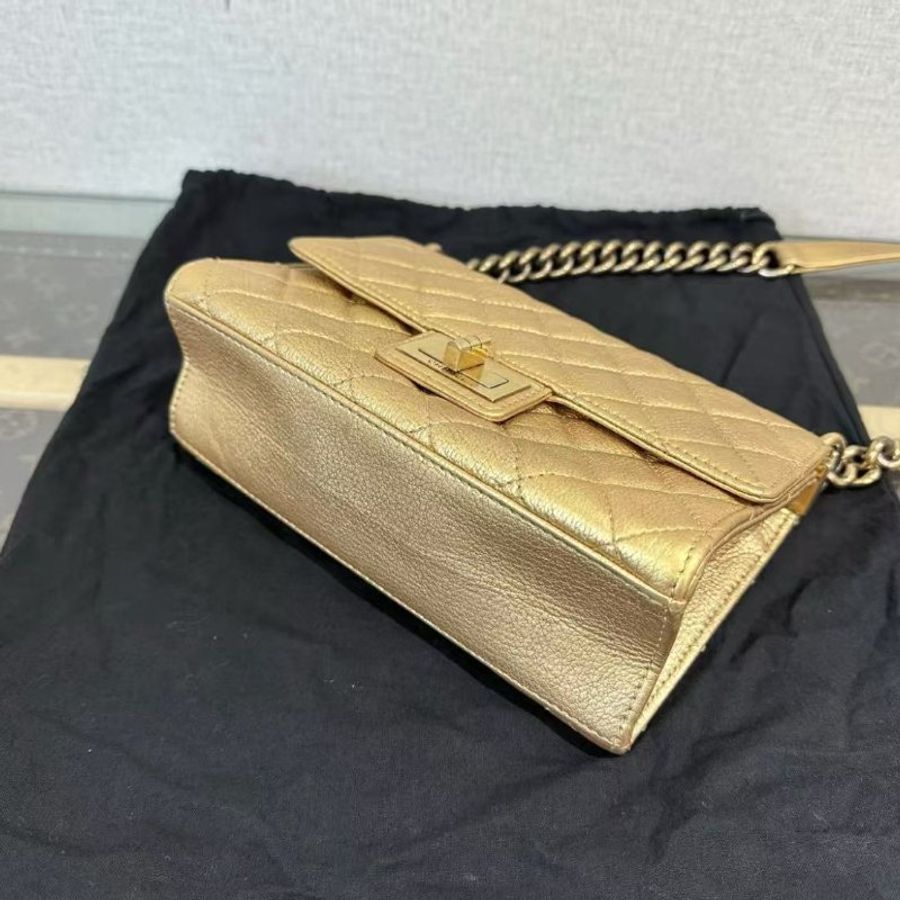 CHANEL 限量金色Trendy2.55肩背斜背包 20.5*13*8 98新 配件塵袋-2