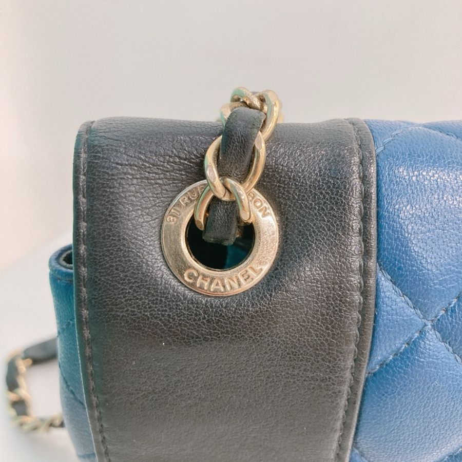 MS0281 香奈兒 絕版款 中號 雙蓋 黑拼軍藍 牛皮Chanel Mademoiselle Medium 28 Cm Seasonal Double Flap Calfskin-18