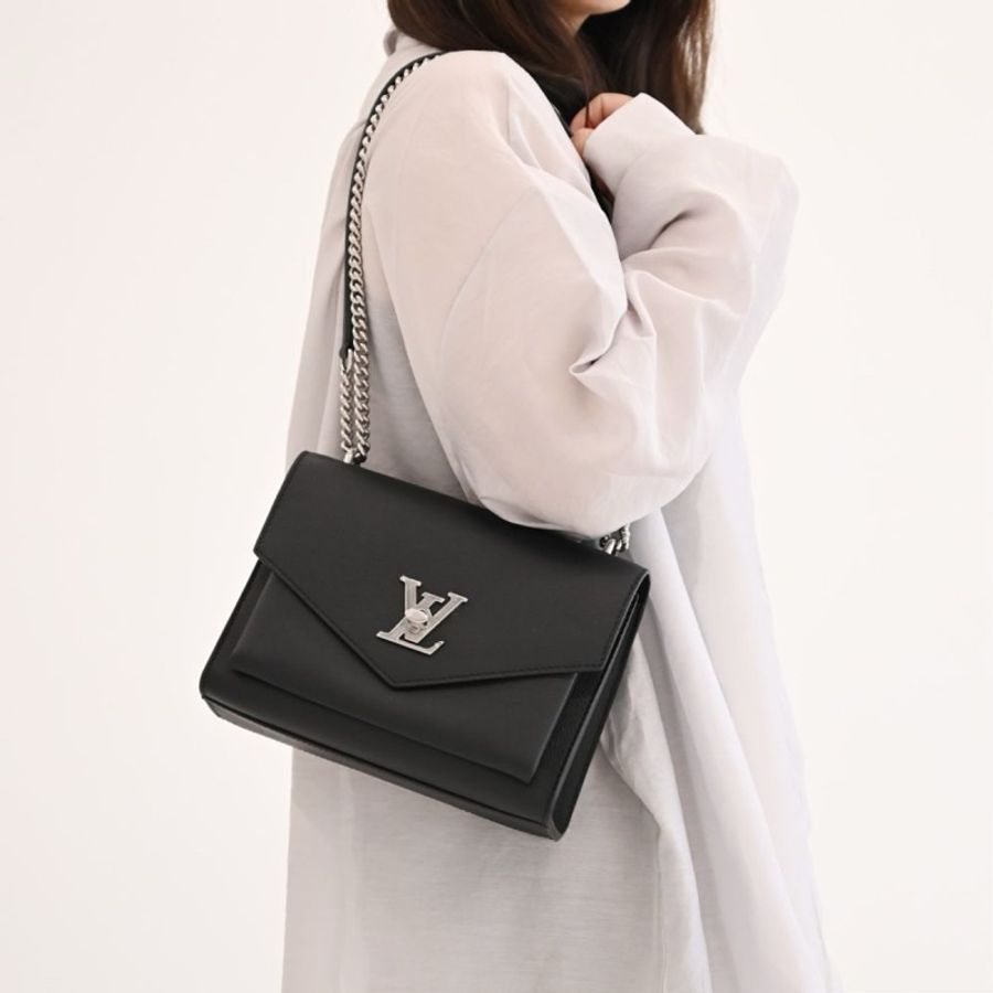 LV Mylockme Chain Bag 質感小牛皮肩斜背翻蓋銀鍊包-0