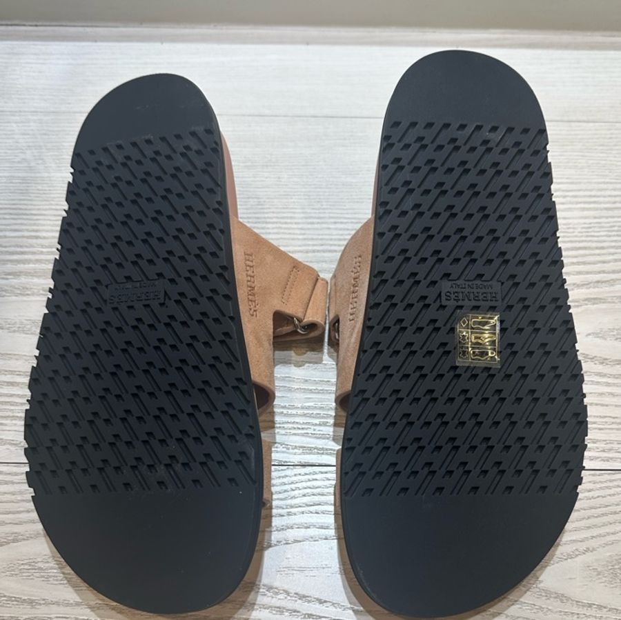 Hermes 愛馬仕 Chypre 玫瑰粉 麂皮 涼鞋 二舅鞋-12