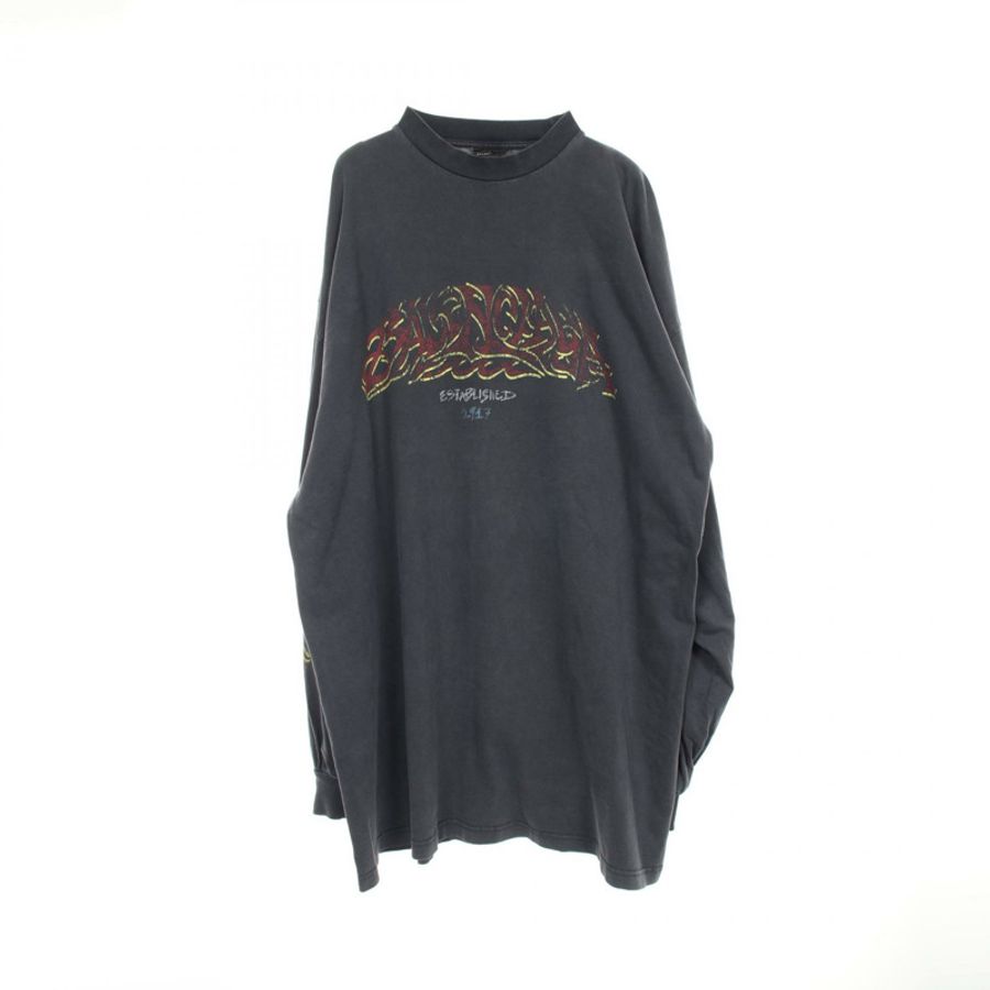 BALENCIAGA OFFSHORE T卹,純棉,灰色,二手,男女通用-0