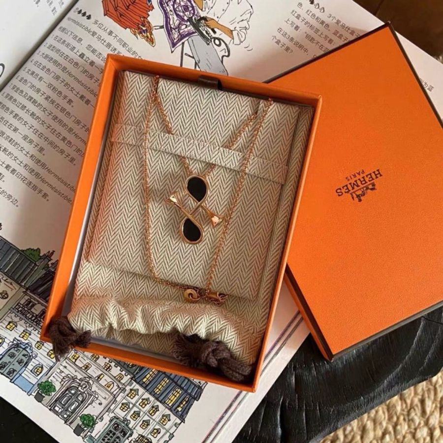 hermes cor H小喇叭項鍊黑色毛衣鏈 斷貨款 全新配件盒子塵袋-4