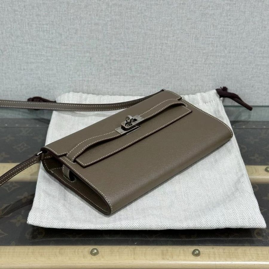 HERMES 大象灰銀扣Kellytogo肩背斜背包 20*11*3 99新 配件塵袋-4