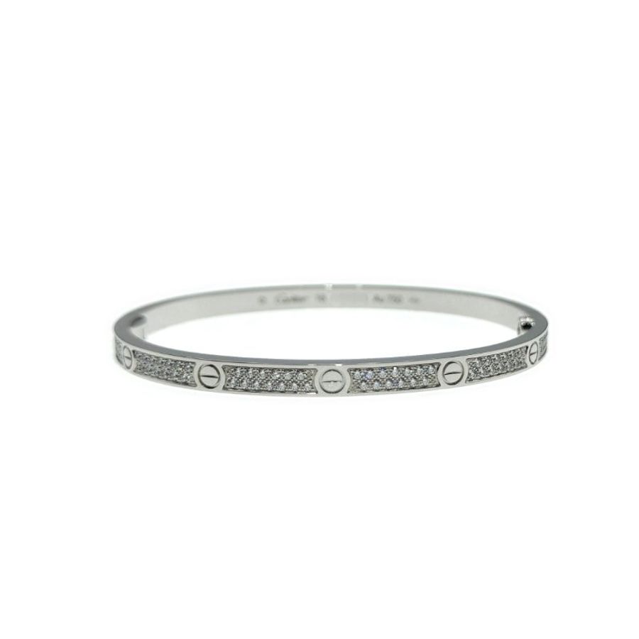Cartier 卡地亞 Love 18K白金 窄版滿天星鑽石手環 Size 16 Bracelet-0