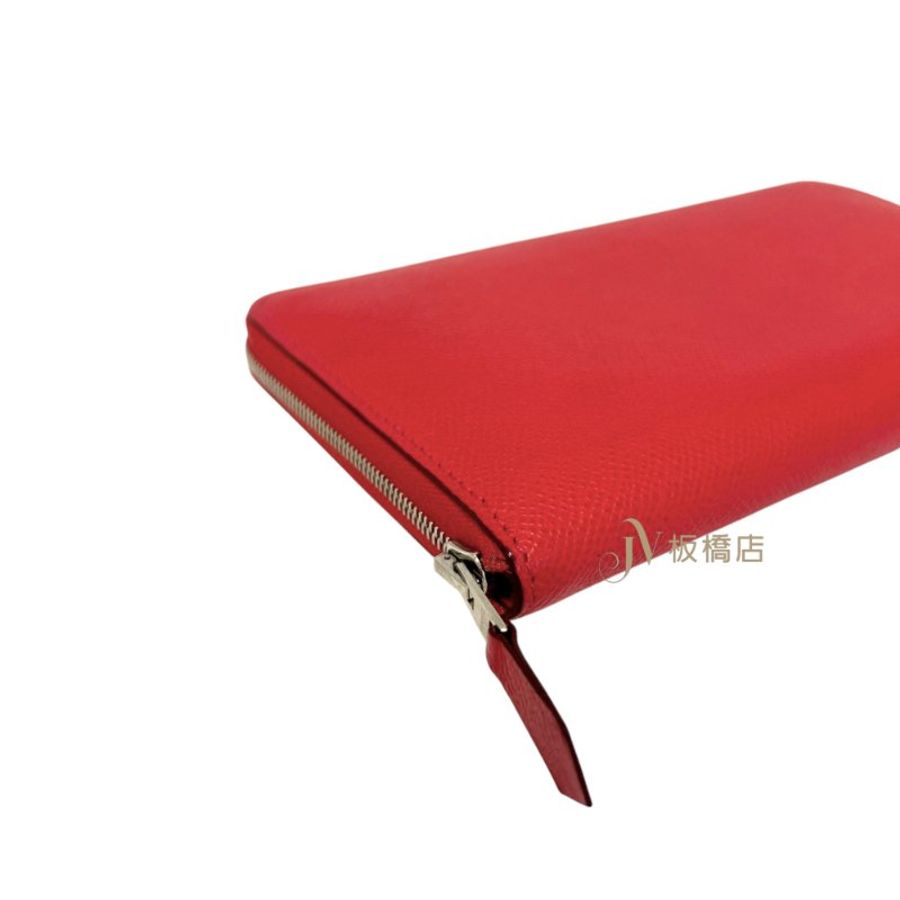 HERMES Rouge tomate番茄紅epsom皮拉鍊長夾-5