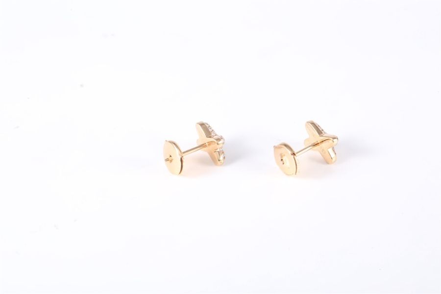 CHAUMET(尚美巴黎) 18K玫瑰金 Juxe De Liens 歡緣 大叉耳環 鑲鑽-2