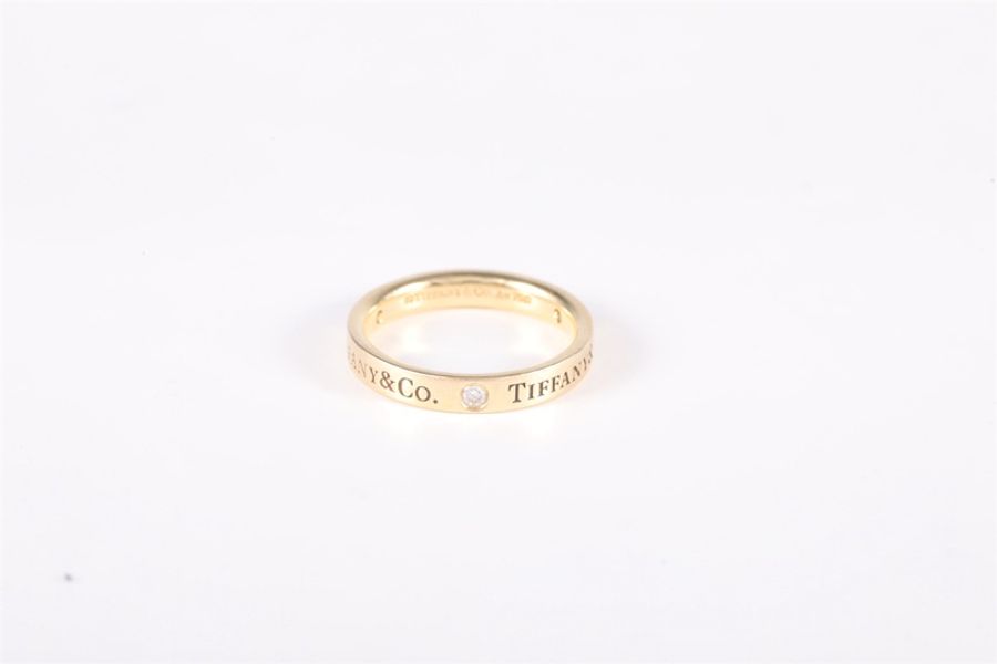 TIFFANY&CO(蒂芙尼) Tiffany & Co. 三鑽戒指 窄版 3mm 18K黃金/鑽石 49 黃金 18K玫瑰金-4