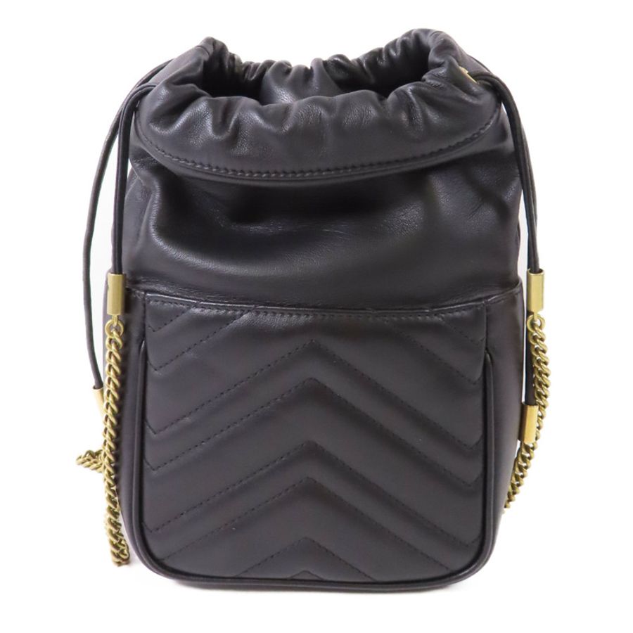 GUCCI 【激減優惠】牛皮皮革GG Marmont Mini Bucket金扣鏈帶肩背袋-1