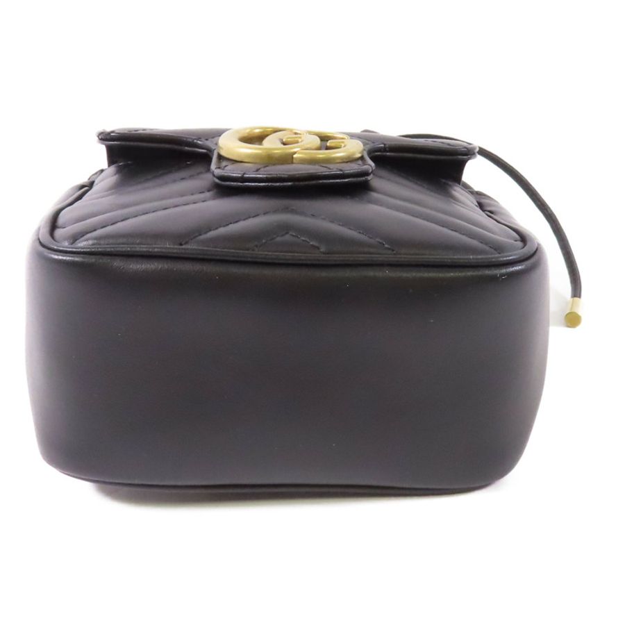 GUCCI 【激減優惠】牛皮皮革GG Marmont Mini Bucket金扣鏈帶肩背袋-3