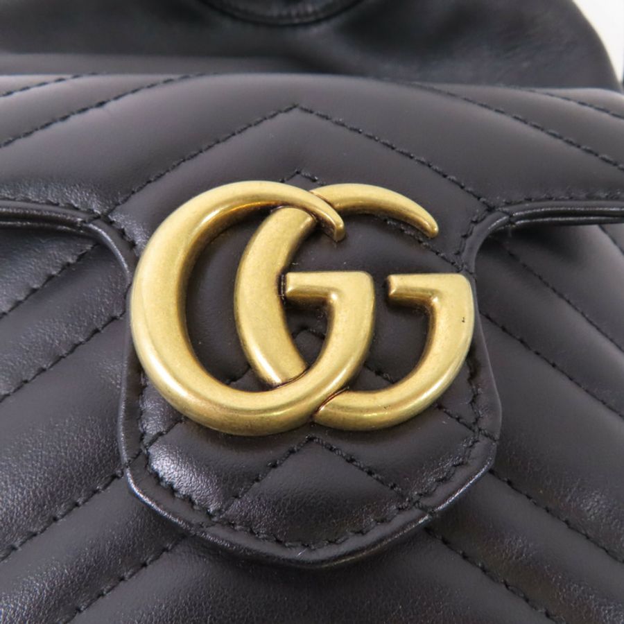 GUCCI 【激減優惠】牛皮皮革GG Marmont Mini Bucket金扣鏈帶肩背袋-9