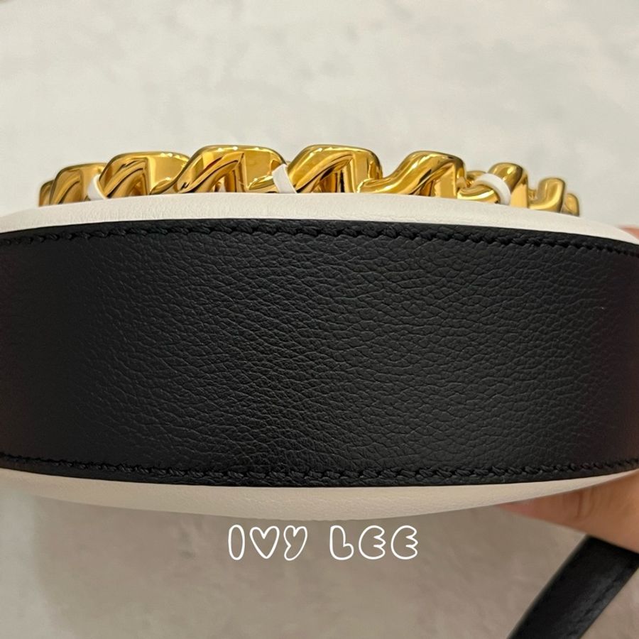 VERSACE La Medusa 圓餅包 美杜莎頭像標誌 黑 白 金 斜背包 肩背包 金鏈條 正品 二手精品-27