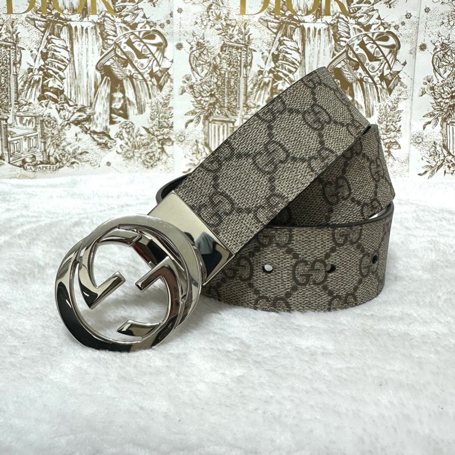 GUCCI #老花皮帶 #黑皮帶 雙面雙面 老花拼黑牛皮 #雙面皮帶-15