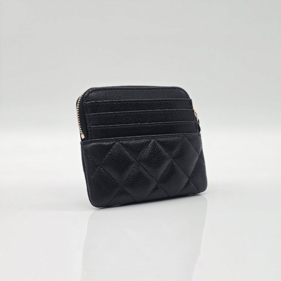 【全新♥️配件購證超級齊】CHANEL 香奈兒 荔枝紋牛皮 經典款 雙C 方形拉鍊 吐司包 卡片包 零錢包-3