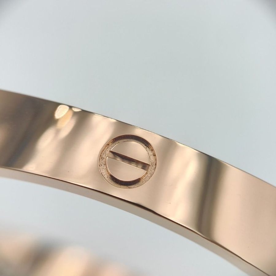 Cartier 卡地亞 Love 18K玫瑰金 寬版4鑽石手環 Size 17 Bracelet-5