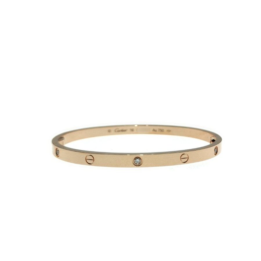 Cartier 卡地亞 Love 18K玫瑰金 窄版6鑽石手環 Size 16 Bracelet-0