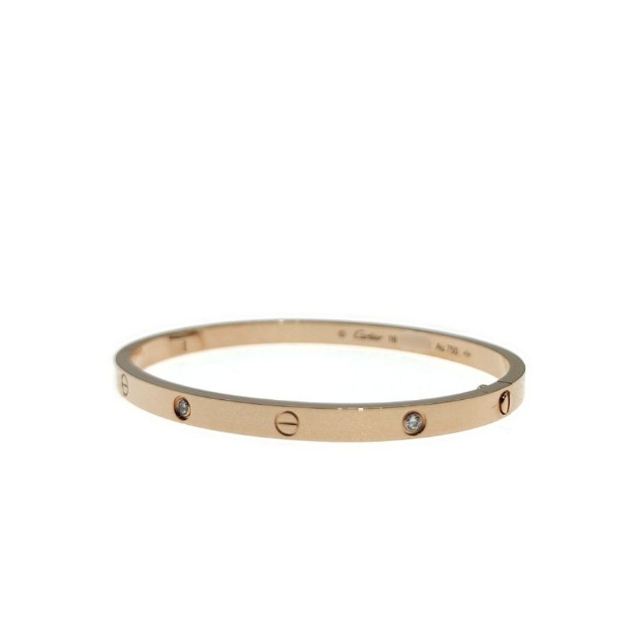 Cartier 卡地亞 Love 18K玫瑰金 窄版6鑽石手環 Size 16 Bracelet-1
