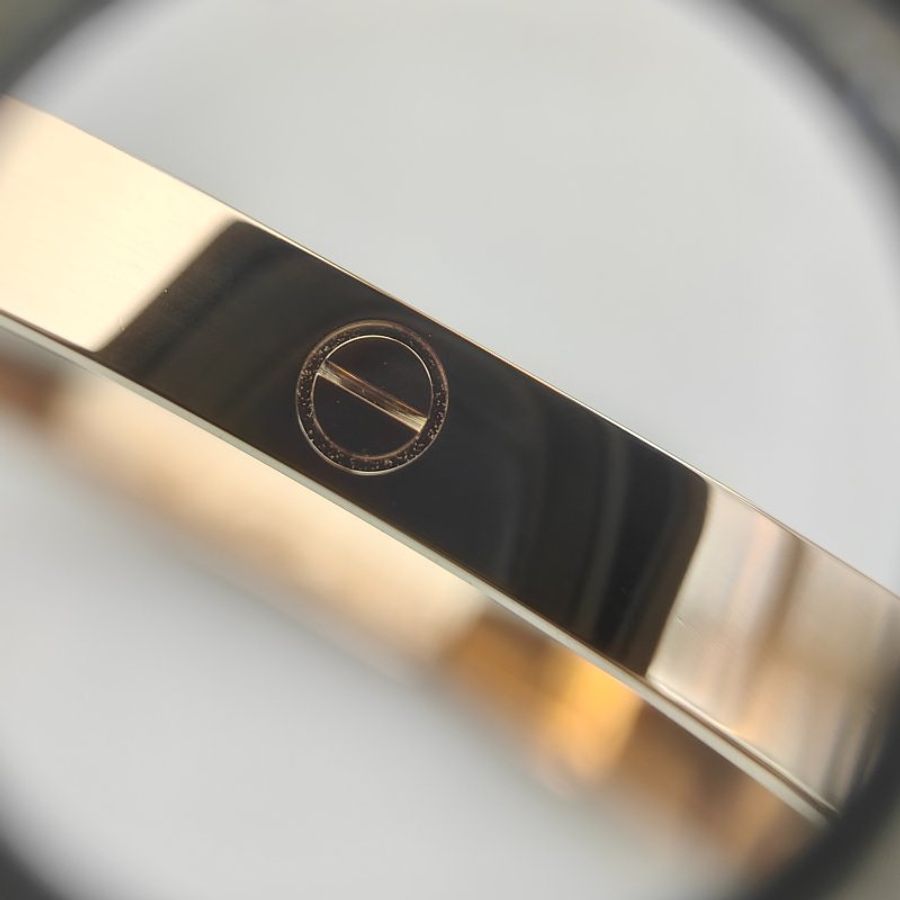 Cartier 卡地亞 Love 18K玫瑰金 窄版6鑽石手環 Size 16 Bracelet-5