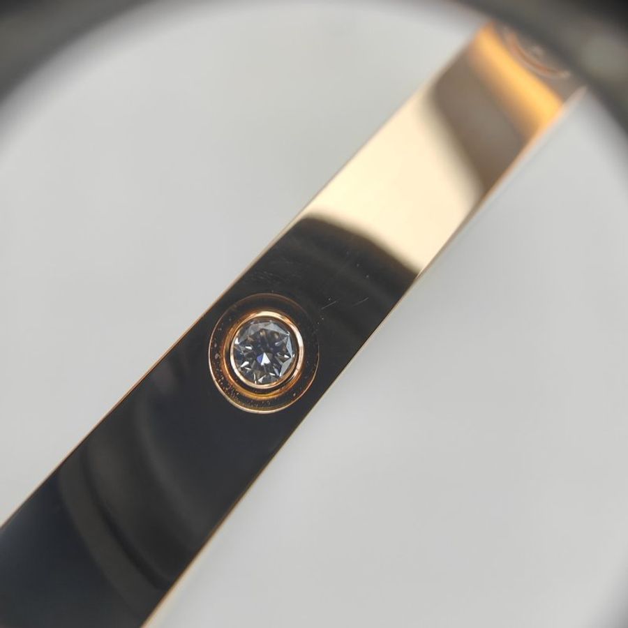 Cartier 卡地亞 Love 18K玫瑰金 窄版6鑽石手環 Size 16 Bracelet-6