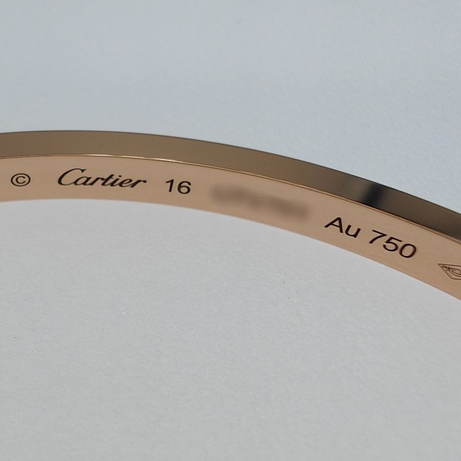 Cartier 卡地亞 Love 18K玫瑰金 窄版6鑽石手環 Size 16 Bracelet-9