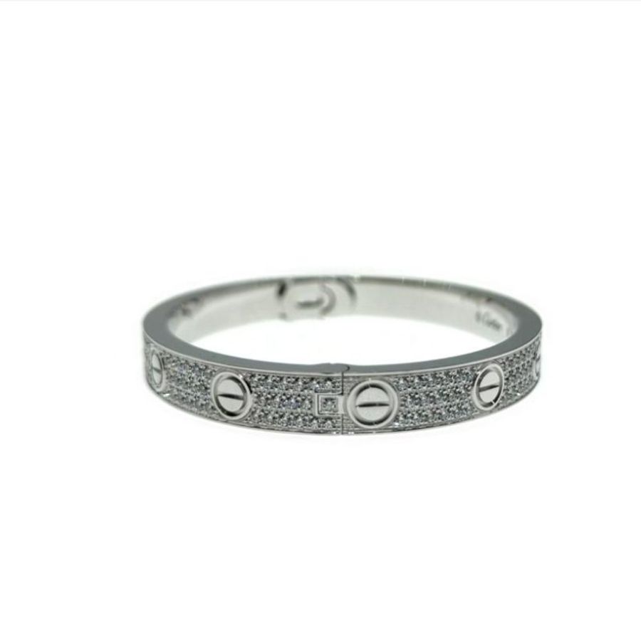 Cartier 卡地亞 Love 18K白金 寬版滿天星鑽石手環 Size 16 Bracelet-1