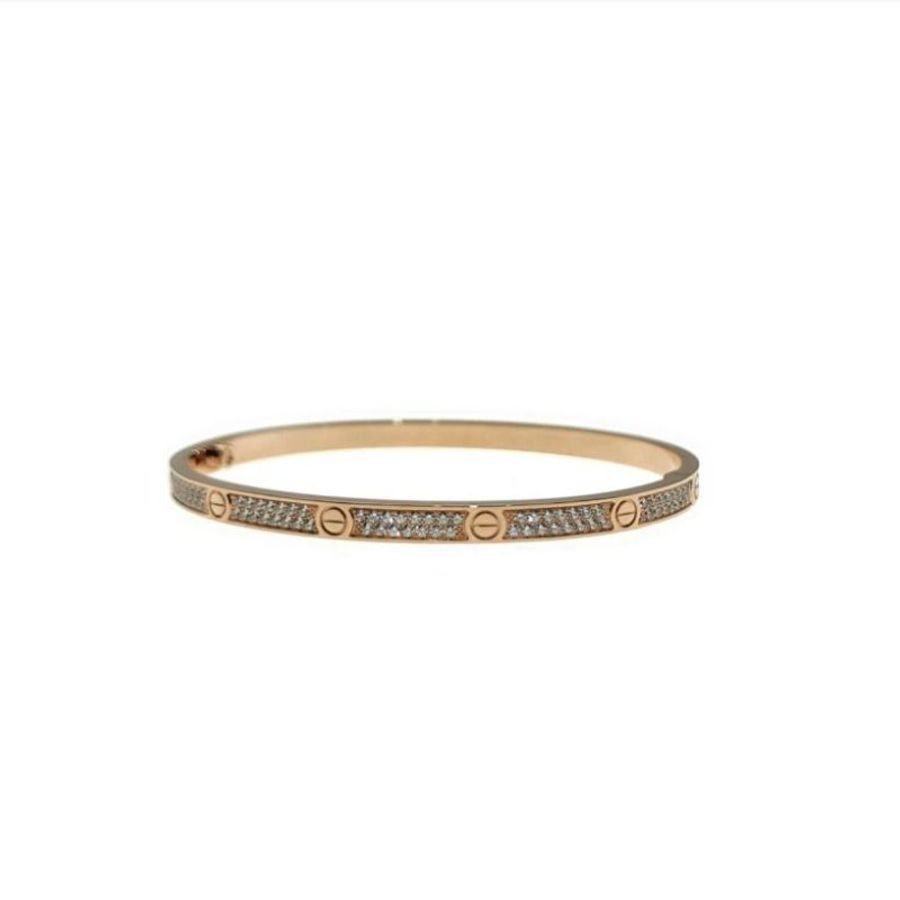Cartier 卡地亞 Love 18K玫瑰金 窄版滿天星鑽石手環 Size 17 Bracelet-2