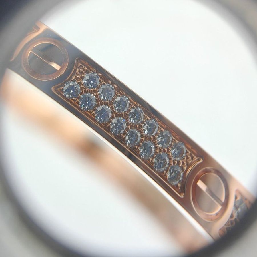 Cartier 卡地亞 Love 18K玫瑰金 窄版滿天星鑽石手環 Size 17 Bracelet-5