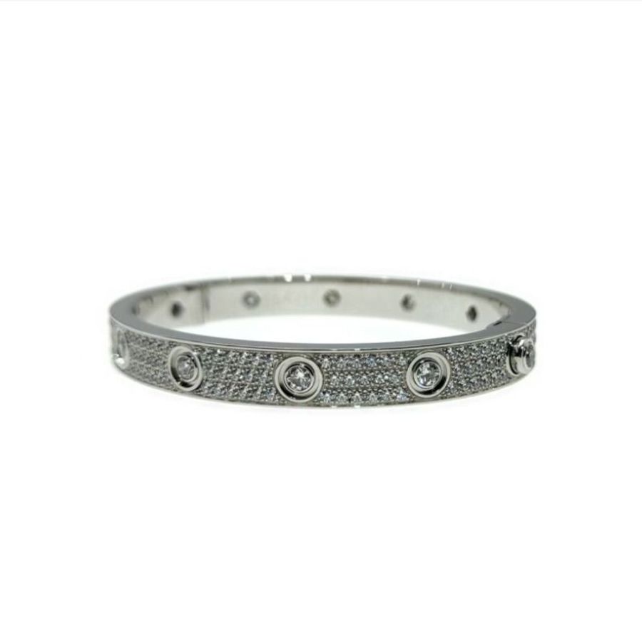 Cartier 卡地亞 Love 18K白金 寬版全鑽石手環 Size 16 Bracelet-2