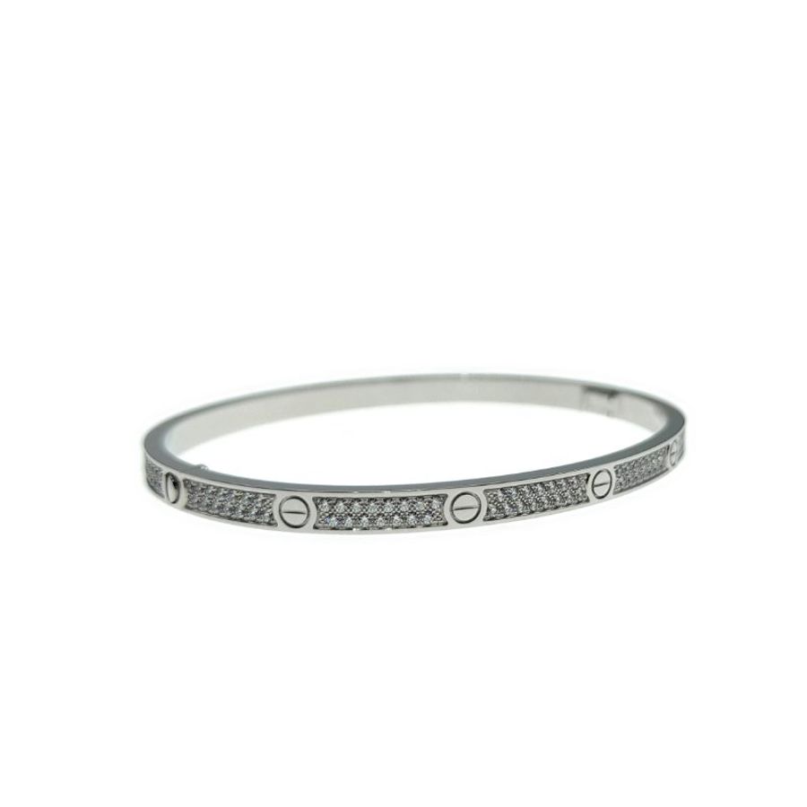 Cartier 卡地亞 Love 18K白金 窄版滿天星鑽石手環 Size 17 Bracelet-2