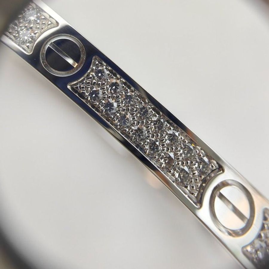Cartier 卡地亞 Love 18K白金 窄版滿天星鑽石手環 Size 17 Bracelet-4
