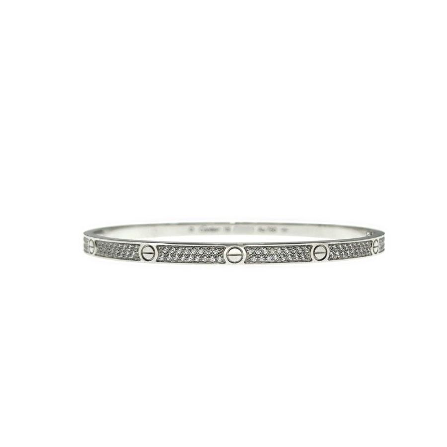 Cartier 卡地亞 Love 18K白金 窄版滿天星鑽石手環 Size 18 Bracelet-0
