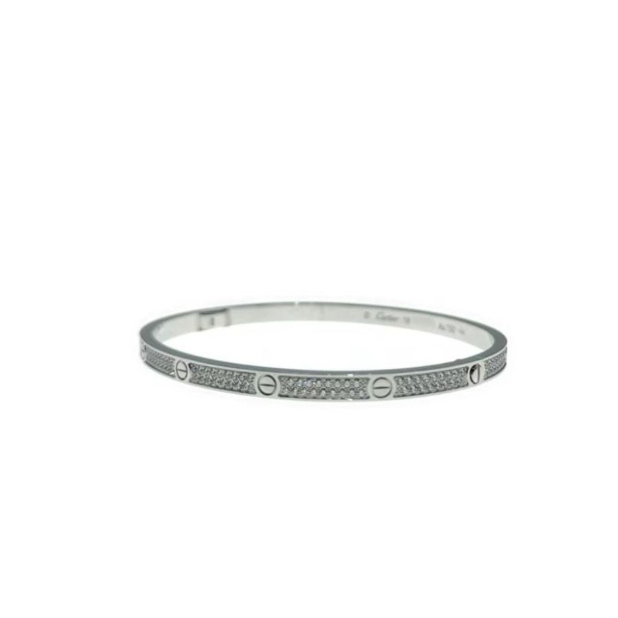 Cartier 卡地亞 Love 18K白金 窄版滿天星鑽石手環 Size 18 Bracelet-1