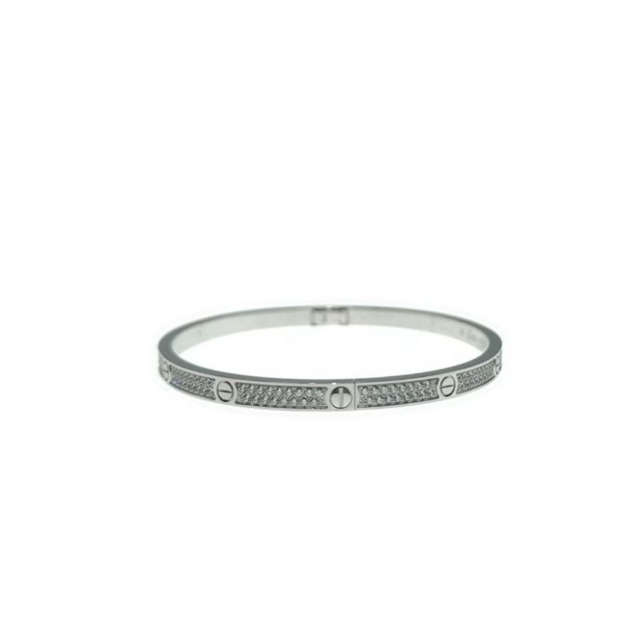 Cartier 卡地亞 Love 18K白金 窄版滿天星鑽石手環 Size 18 Bracelet-2